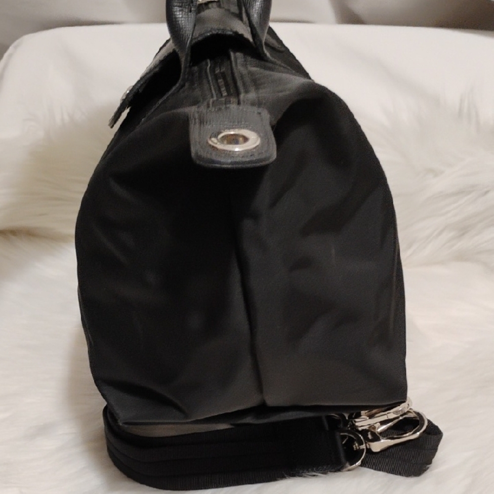 SALE! Like New Longchamp Le Pliage Black Nylon/Leather Small Tote W Strap - Picture 10 of 14